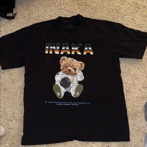 Inaka Power Black Tee with Bear Graphic